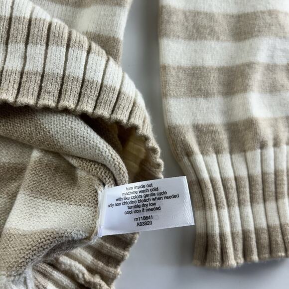 Lane Bryant Sweater White Tan Striped Button Stretch 14/16 Classic Preppy - Picture 7 of 16